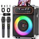 HWWR Karaoke Machine, Portable Bluetooth 5.3 Speaker with 2 Wireless Microphones for Adults, PA System with Echo Adjustment, Support TWS/TF Card/USB/AUX/TVs Connected for Home Party Stage-subwoofers