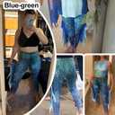 Mermaid Yoga Print Leggings for Women Plus Size Fish Scale High Waisted Pants Halloween Costume Tights (Blue, L)