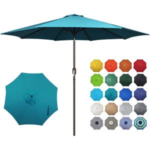 Blissun 10FT Outdoor Patio Umbrella, Outdoor Table Umbrella, Yard Umbrella, Market Umbrella with 8 Sturdy Ribs, Push Button Tilt and Crank