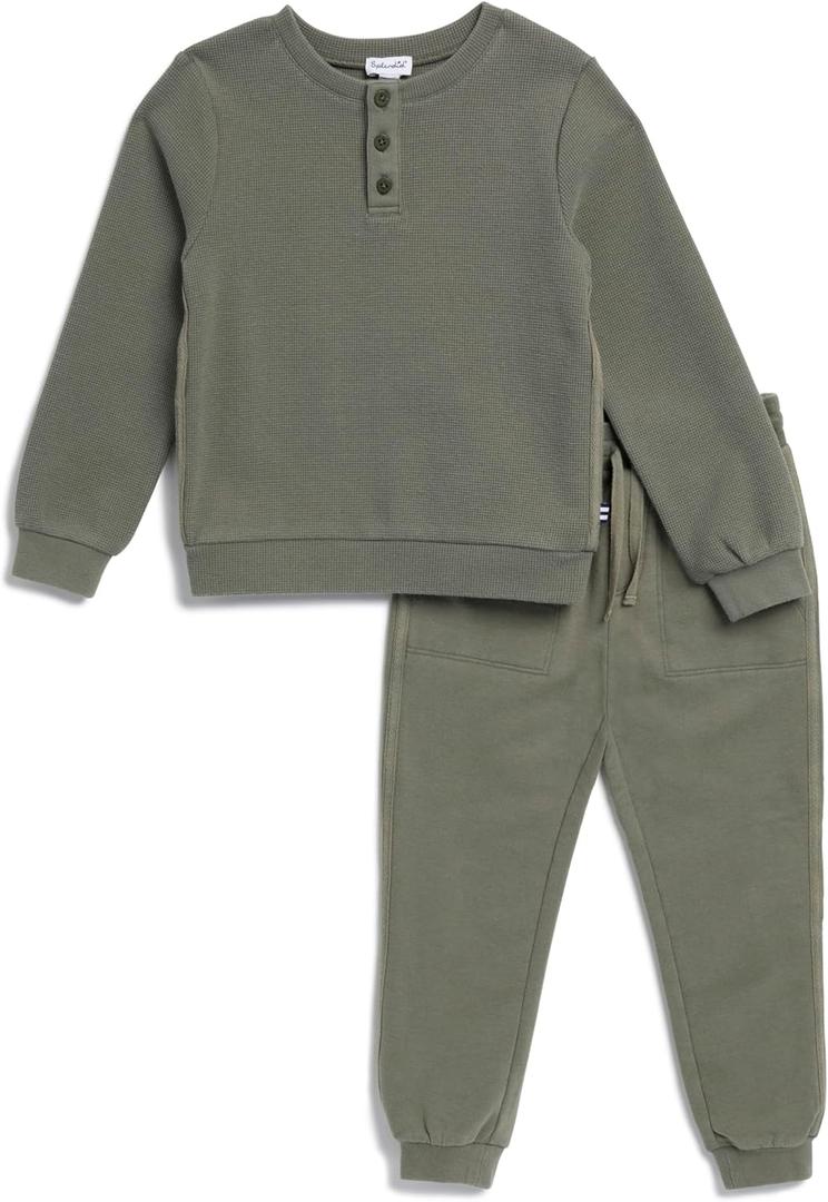 Splendid Boys' Adventure Long-Sleeve Thermal Henley Top and Jogger Pants