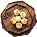 Set of 2 Acacia Wood Charcuterie Boards Round Wooden Serving Tray Fruit Platter Decor Trays Serving Ware Food Dish Serving Platters Christmas Cheese Board Square Party Trays Plate Hosting Essentials (12 & 10 inch)