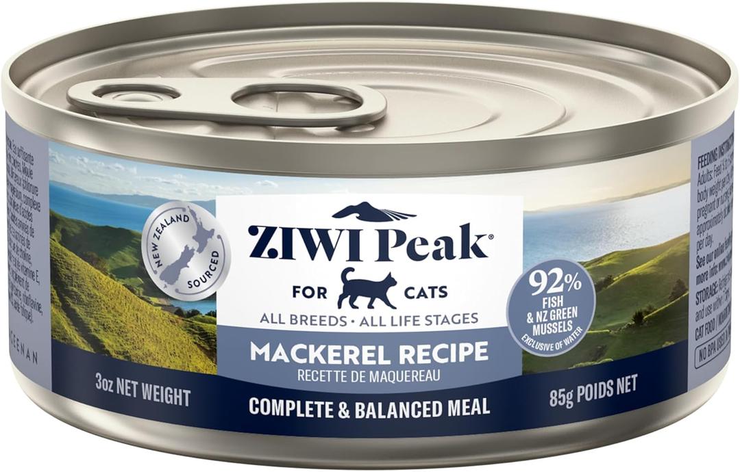 ZIWI Peak Wet Cat Food  All Natural, High Protein, Grain Free, Limited Ingredient, with Superfoods (Mackerel, Case of 24, 3oz Cans)