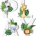 Kathfly 4 Pcs Jungle Animals Theme Play Sign Playroom Wall Decor Wood Forest Safari Wall Art Play Room Decor for Kids Nursery Room Decorations, 11 x 10 inches