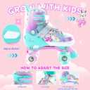 Girls Adjustable Roller Skates All Wheels Luminous Light Up Roller Skate Shoes for Kids Children, M