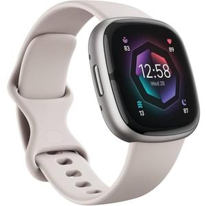 Fitbit Sense 2 Advanced Health and Fitness Smart Watch (Lunar White) with Manage Stress, ECG, SpO2, GPS, S & L Bands, Bundle with Charger Dock, Wall Adapter, 2 Screen Protectors & PremGear Cloth