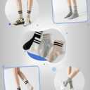 YUWELL Womens Striped Crew Socks, Cotton Cozy Casual Socks for Women 4 Pairs, Size 5-10