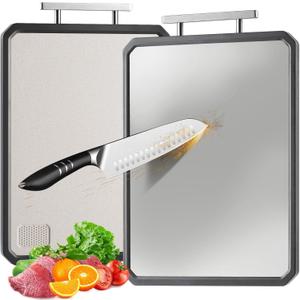 Titanium Cutting Board Double Sided for Kitchen,Large Chopping Board16.4211 InNon-Slip Edge Garlic Grater Titanium and Food-Grade Wheat Straw PP, Kitchen Necessities for Home