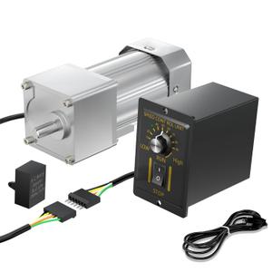 High Torque AC Motor with Gearbox (7.5K), Reversible Electric Gear Reducer Motor 110V 300Watts Adjustable Speed 180rpm with Speed Controller for Agriculture