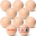 Gerrii 10 Pack 2 Inch Unfinished Wooden Round Ball Smooth Birch Natural Round Hardwood Balls for Crafts and DIY Projects