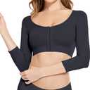 KSKshape Arm Shaper for Women Post Surgery Arm Lipo Compression Sleeves Front Closure Shapewear Bra Posture Corrector (Medium, Black)