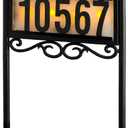 Natures Mark Solar Power Lighted House Numbers Address Stake Sign - LED Illuminated Outdoor Metal Light Up House Number Sign Decor for Home Yard Street (Metal Stake)