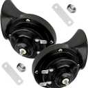 Super Loud Car Snail Horns, 12V 300DB Durable Car Horn Kit, High Low Tone Universal Waterproof Car Air Electric Snail Horn, Vehicle Air Horn Replacement for Motorcycle Truck (Black, 2 PCS)