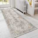 GENIMO Runner Rug 2x8 Non Slip Vintage Hallway Runner Rug, Low Pile Lightweight Rugs for Entryway, Hallway, Kitchen and Corridor, Light Taupe Brown