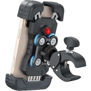 Motorcycle Phone Mount Holder, [150mph Wind Anti-Shake][7.2inch Big Phone Friendly] Bike Phone Holder, Motorcycle Handlebar Cell Phone Clamp, Compatible with iPhone 16 Pro Max, Tangerine