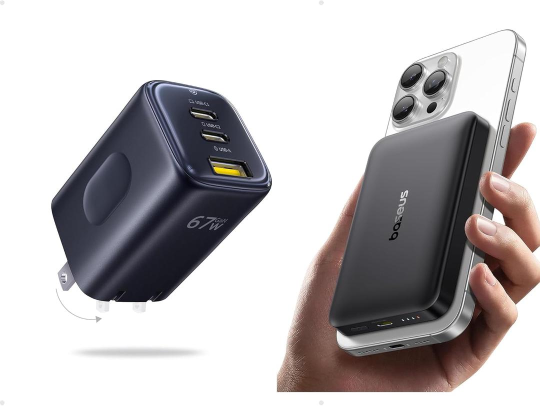 Baseus PICOGO 67W USB C Charger &Qi2 Certified 15W Wireless Magnetic Power Bank 10000mAh