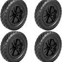 KOHAND 4 Pack 8 Inch Rubber Replacement Tire, Semi-Pneumatic Tire Plastic Wheel with 1/2-Inch Bore Offset Axle for Hand Trucks, Lawnmowers, Utility Carts, Black
