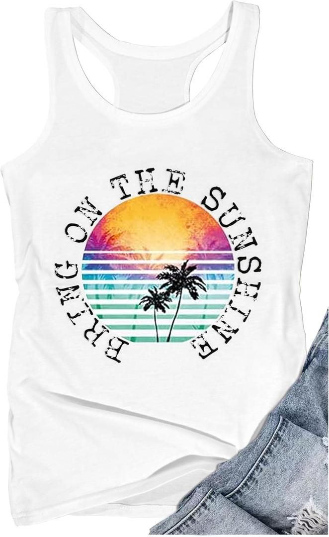 Womens Mandala Vintage Graphic Racerback Tank Tops Summer Casual Loose O-Neck Tanks Vest Vacation Classic-Fit Shirt Cami (White, S)