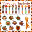 18Pack Fall Thanksgiving Sticky Notes and Pens Set,Thanksgiving Mini Ballpoint Pens Turkey Sticky Notes Pads with Ribbons Party Gifts Favors for Student Adults Office School Birthday Party Supplies