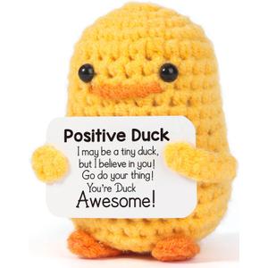 2 x MBL Valentines Inspirational Gifts for Women - Funny Valentine's Galentines Day Birthday Emotional Positive Support Cheer Up Stress Relief Relaxation Crochet Duck for Her Him Men Friend Coworker