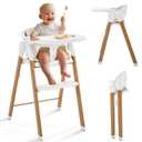 Convertible High Chairs for Babies & Toddlers. 5-in-1 Adjustable High Chair with Removable Tray, Easy to Clean, Portable (Khaki)