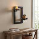 2 Tier Wall Mounted Plant Shelf, Rustproof Iron Hanging Plant Holder, Matte Black Wall Planter Rack Fit 3-5.5 Inch Pots for Home Living Room Balcony Decor 4-Pack