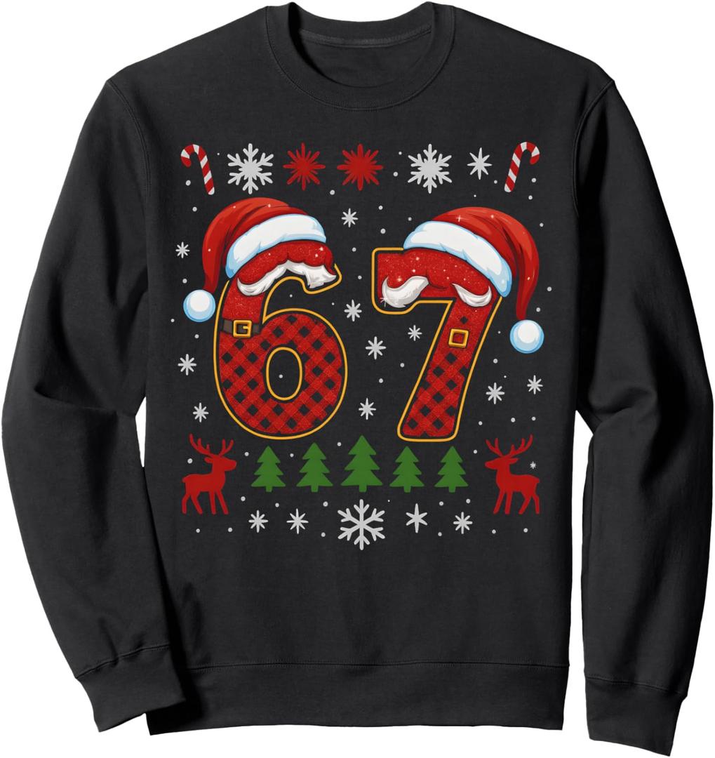 HUGvyn Funny 67 Six Seven Squad Meme Christmas Ugly Sweater Sweatshirt