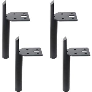 Osring Modern Furniture Legs 6 Inch Metal Furniture Table Leg Black, Steel Side-Mounted Sofa Cabinet Feet Set of 4, Also for Home Coffee Table Feet DIY Replacement