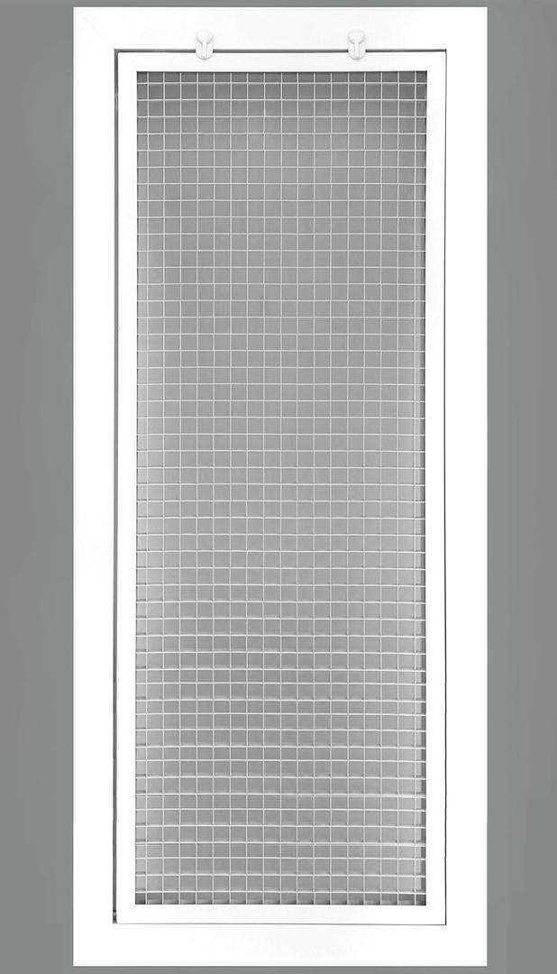 HVAC Premium 10'' x 30'' Cube Core Eggcrate Return Air Filter Grille for 1'' Filter - Aluminum - White [Outer Dimensions: 12.5'' x 32.5]