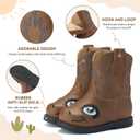 Rollda Baby Cowboy Boots Toddler Cowgirl Boots Infant Western Boots Round Toe (Brown)