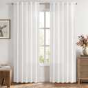 MIULEE Faux Linen Curtains 72 Inch Length 2 Panels Heathered White Semi Sheer Curtain with Back Tab Rod Pocket, Light Filtering Window Privacy Burlap Drapes for Living Room Bedroom 42W x 72L