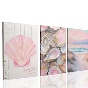 Framed Amalfi Coast Beach Wall Art Italian Beach Landscape Posters Pink Pastel Aesthetic Preppy Beachy Painting Prints Fruit Champagne Canvas Art Decor for Bar Girls Bedroom Dorm Apartment 24'' x 16''