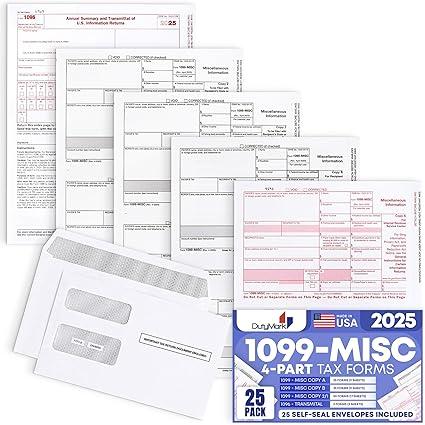 1099 INT Tax Forms 2025 Interest Income Set, 4 Part 25 Pack, Great for QuickBooks and Accounting Software 25 Laser Form Sets for Interest Income, 1099INT 2025