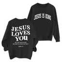 Fleece Christian Sweatshirts Women Jesus Loves You Jesus Is King Hoodie Religious Faith God Shirts Oversized Tops S