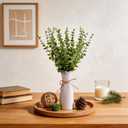 Artificial Eucalyptus Stems with White Vase,19 Inch Small Fake Plants Indoor,Faux Greenery Plant for Farmhouse Home Decor,Bathroom Living Room Kitchen Office Shelf Coffee Table Centerpiece