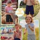 3 Pack Girls' Cargo Bermuda Shorts | Knee Length Sweatshorts, Loose, Summer, Athletic, Baggy, Elastic Waist, Daily, Hiking, Running, School, 4 pockets, 5-14 Years