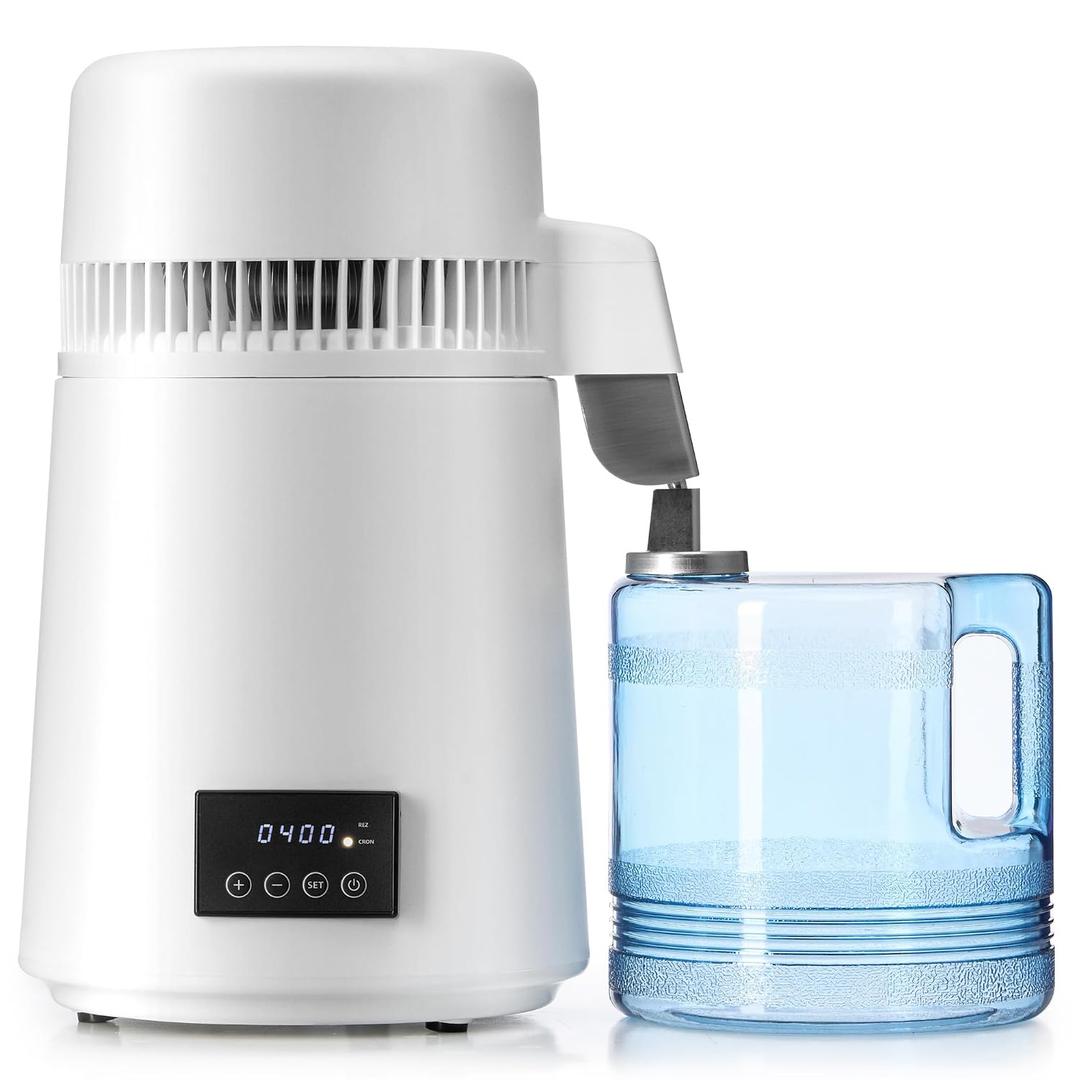CO-Z 1.1 Gallon Water Distiller, 750W Countertop Maker with Timer, White