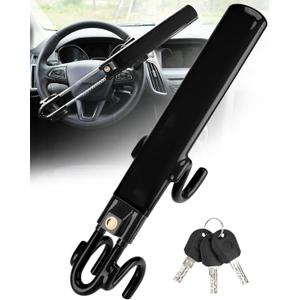Tevlaphee Steering Wheel Lock Anti-Theft Car Device Heavy Duty Security Car Lock Antitheft Locking Devices Great Deterrent Adjustable Car Wheel Lock Anti Theft for Vehicle Truck with 3 Keys(Black)