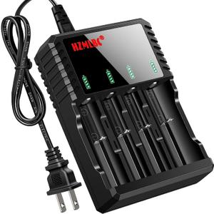 18650 Battery Charger Universal Smart Charger with LED Indicator for 3.7V Li-ion 26650 18500 16650 14500 Rechargeable Batteries (No Battery) (4 Slot Charger)