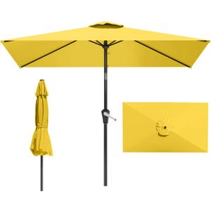 6.5x10FT Patio Umbrella, Outdoor Umbrella with Push Button Tilt and Crank, 8 Sturdy Ribs, UV Protection & Waterproof Market Umbrella for Pool, Backyard, Beach,Deck (Yellow)