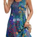 LUXVEER Women's Bohemien Summer Dresses 2026 Sleeveless Casual Loose Swim Coverup Scoopneck Casual Loose Tank Flowy Swing Mini Sundress 2XL