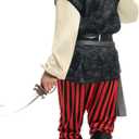 Spooktacular Creations Men Pirate Costume, Adult Pirate Shirt Vest Viking Pants Hat Set for Halloween Themed Parties (S)