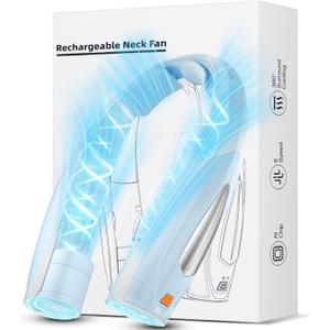 Neck Fan, 6 Speeds Adjustable Portable Personal Fan Rechargeable, 6000 mAh Battery Faster Cooling Wearable Fan, Ultra Quiet for Home, Office, Travel, Outdoor (Sky Blue)