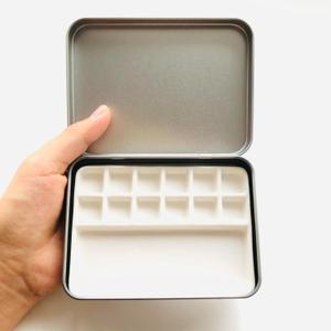 Bower Bird Travel Ceramic Watercolor Palette with 12-Well Porcelain Mixing Tray & Metal Tin Box - Portable Art Kit for Gouache, Studio & Outdoor Painting