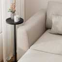 TUTOTAK Tall Round Side Table, Small End Table, Beside Table, Drink Table, Pedestal Side Table, livingroom, Black TB01BK065