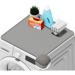 SEIRI 1pcs Washer and Dryer Covers for the Top, 26" x 26" Silicone Dryer Top Protector Mat Non-slip Waterproof Washing Machine Cover Protector Top Load for Laundry & Kitchen (Light Gray)