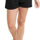 Hanes Women's Originals Tri-Blend Pockets, Lightweight Jersey Shorts, 2.5" (Large, Black)
