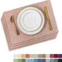 Home Brilliant Placemats Set of 4 Heat Resistant Dining Table Place Mats for Kitchen Table Party Dinner Decorations, 13" x 19", Apricot Pink