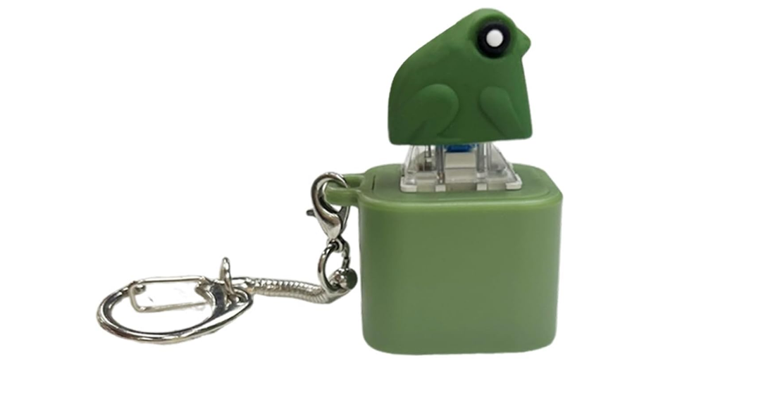 FunisFun Croaking Frog Keyboard Fidget Toy Keychain, Rechargeable Frog Fidget Clicker with LED Light, Sensory Toy for Adults Stress Relief Anxiety (Green)