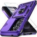 Janmitta Compatible with Samsung Galaxy S26 Ultra Case Built in Slide Camera Lens Cover+Screen Protector+Finger Ring Holder Kickstand,Heavy Duty Shockproof Full Body Phone Cover,2026 Purple