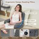 Bed Reading Pillow Back Support with Arms, Removable Pillowcase for Book Working Gaming Resting Watching TV, White Gray/22in
